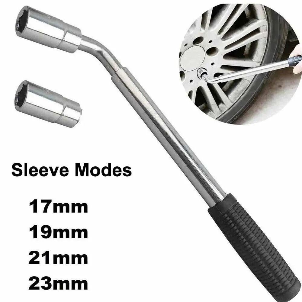 L Shaped Telescoping Lug Wrench Set With Double Ended Sockets Nut Car Tire Wrench Hand Tool