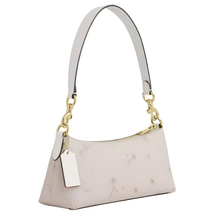 Coach Charlotte 25 Star Print Zipper Closure Coated Canvas And Leather Shoulder Bag Medium Women Shoulder Bag White CCL41-IMCAH