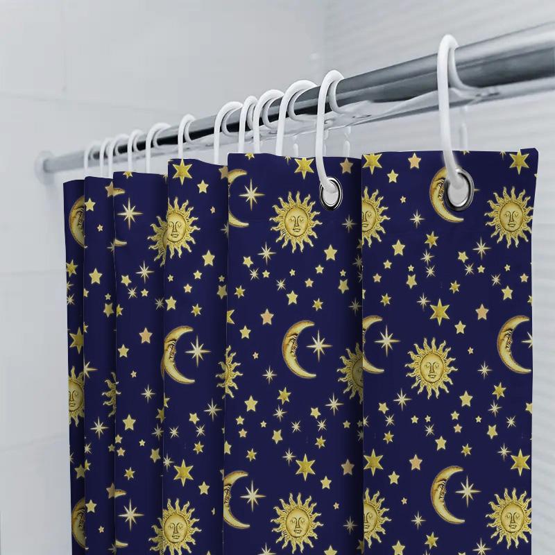 Starry Night Shower Curtain Galaxy Space Universe Decor Bathroom Set Waterproof Fabric