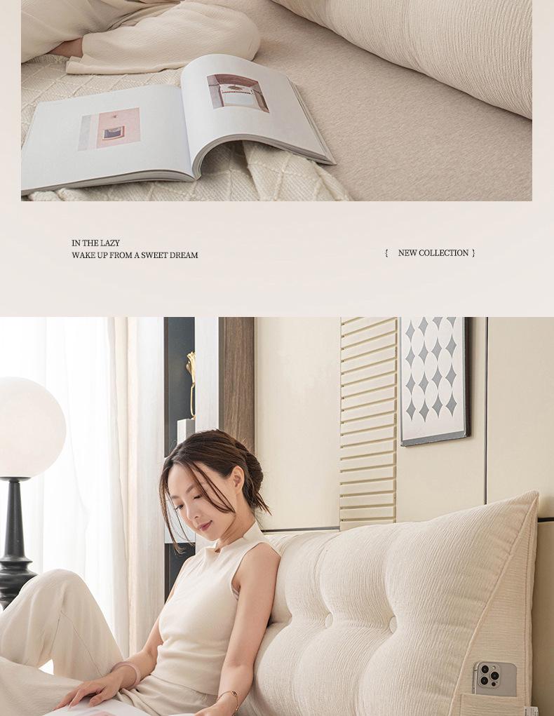 Grenzüberschreitendes dreieckiges Kopfteilkissen: Doppelte Rückenlehne, Weiche Polsterung, Lendenwirbelstütze für Sofa & Bett