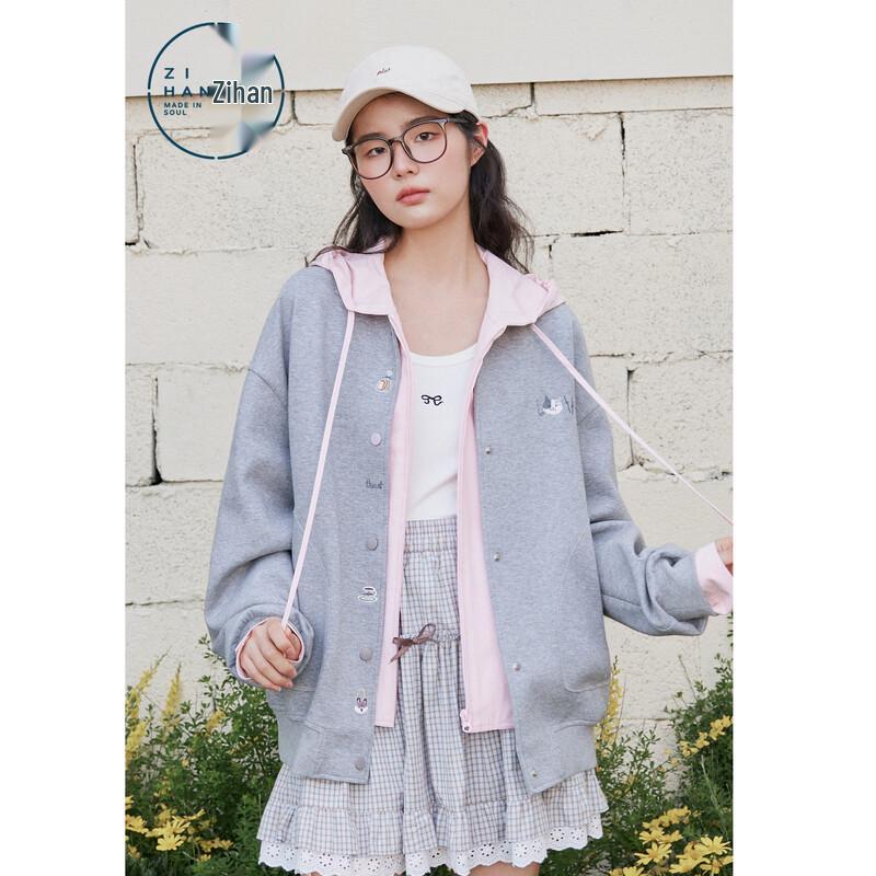 ZIHAN Women's Embroidered Cat Baseball Sweatshirt