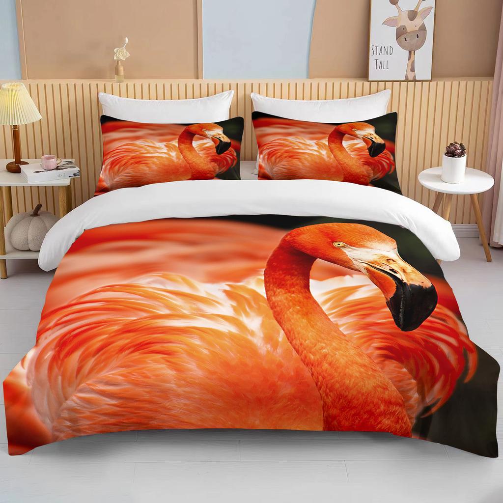 Flamingo cartoon cute bear kawaii Christmas gift king size double bed children's bedding microfiber or polyester duvet cover set