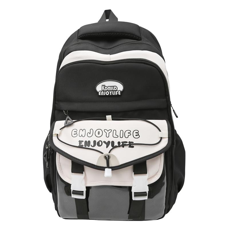 Letter Print Women's Backpack Large Capacity Computer Backpack Color Block Student Schoolbag