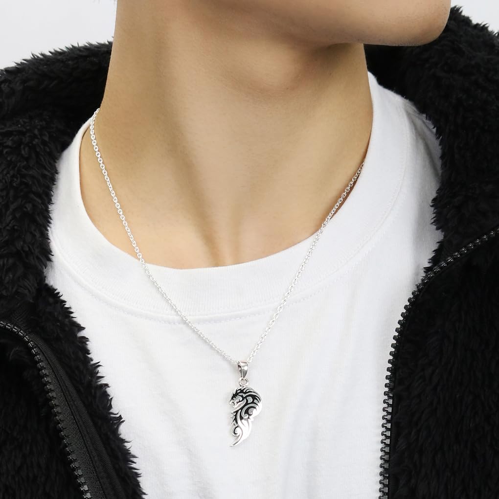 [Shinjuku Gin no Kura] Plemienny Smok Płyta Srebro 925 Wisiorek (Bez łańcucha) Zawieszka z motywem smoka dla mężczyzn