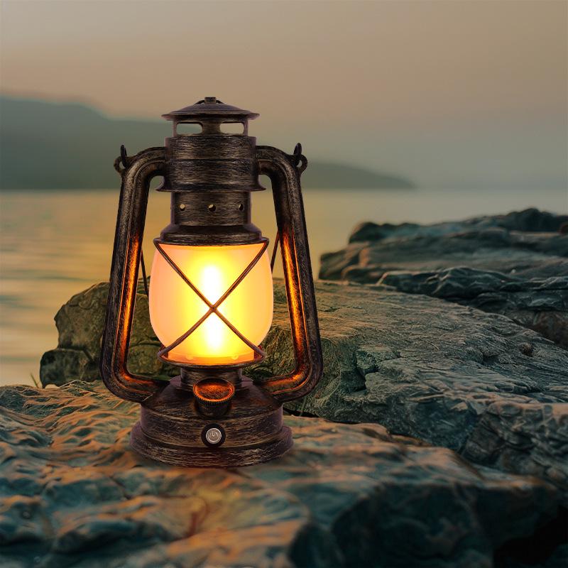 2025 Cross-border LED Atmosphere Desk Lamp Retro Flame Horse Lantern
