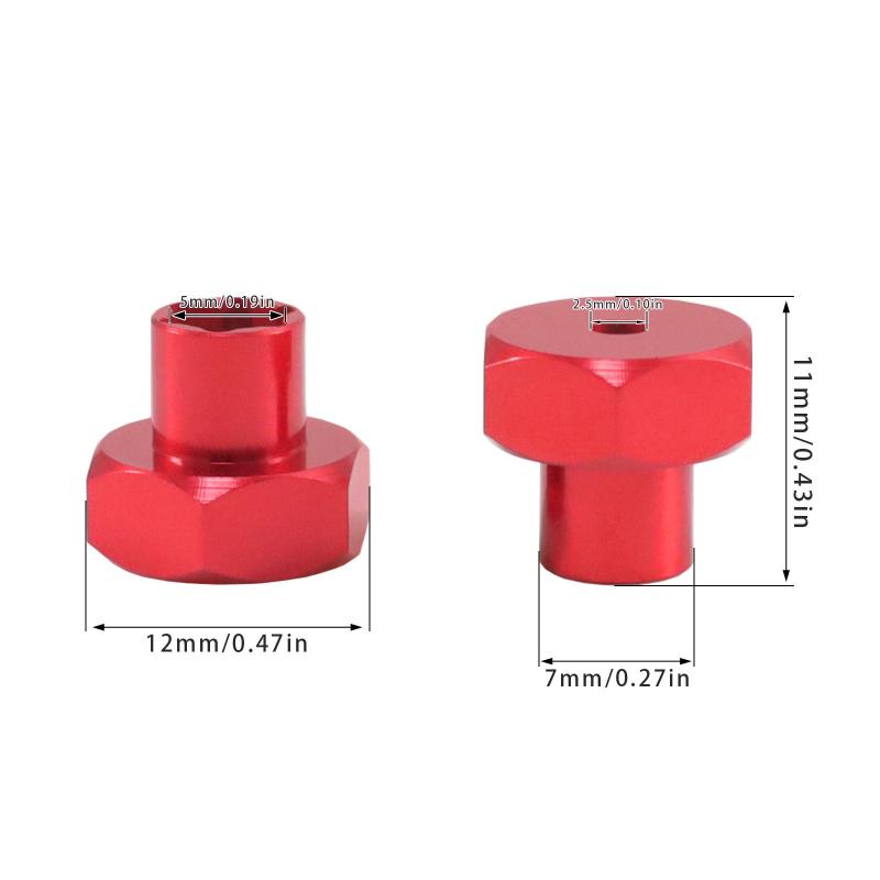 4Pcs Aluminum Alloy 5Mm To 12Mm Hex Wheel Hub Adapter Conversion For Wpl D12 D14 1/10 Mn Model D90 Mn82 Mn99S Mn78 Wheels