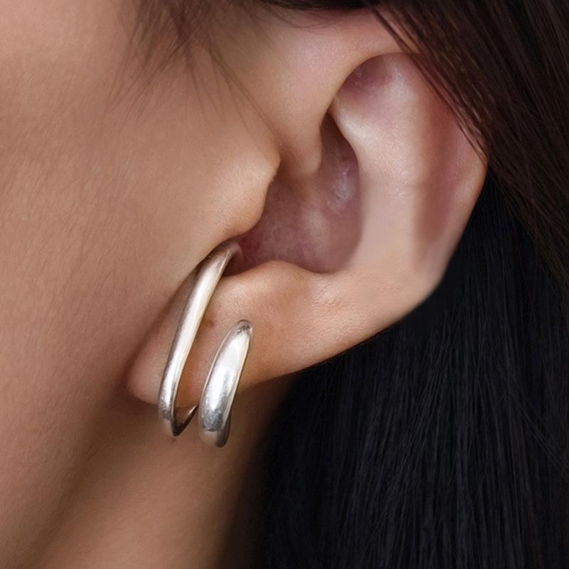 Trend Personality Design Geometric Line Arc C Shape Fake Piercing Clip Earrings for Men Women Hip-hop Rock Punk Earrings Jewelry