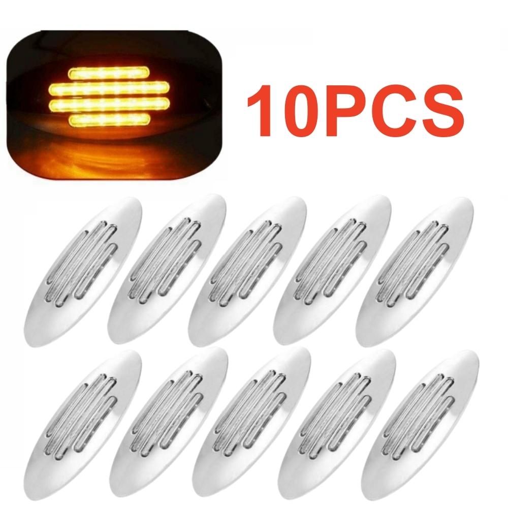 

10PCS Side Lights Caravan Trailer LED Lighting 12v Truck Tail Rear Side Marker Lights Clearance 24 LED Chrome for Freightliner