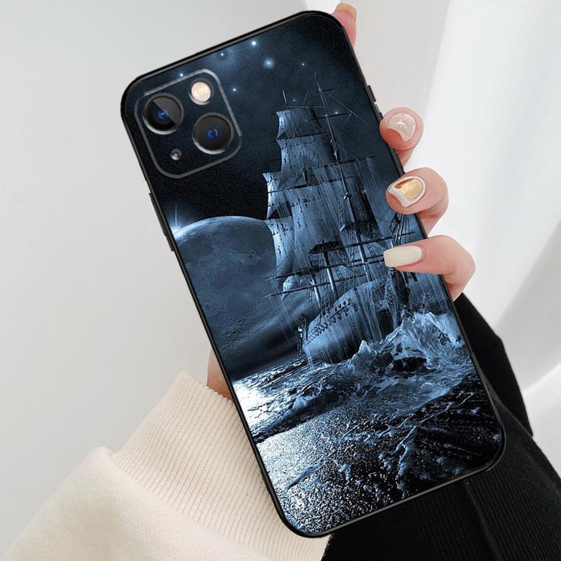 Sailing Pirate Ship Boat Phone Case For iPhone 17 Pro Max 16 15 11 13 12 14 Pro Max mini 15 16 Plus 16e 17 Air Cover