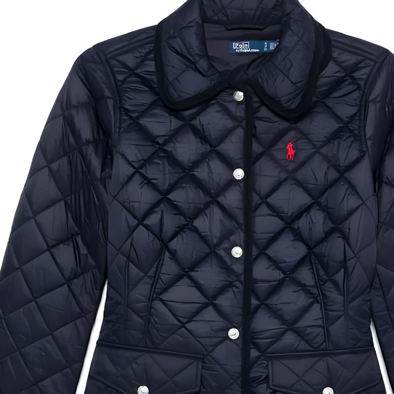 Polo Ralph Lauren Solid Color Pony Logo Button Front Long Sleeve Jacket Women Jackets Navy-Blue 211940996-001