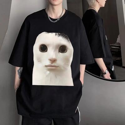 Goofy Ahh Katze Niedlich Lustig Meme Grafik T-Shirt Sommer O-Ausschnitt Übergroßes T-Shirt Tops Herren Damen Kurzarm T-Shirts