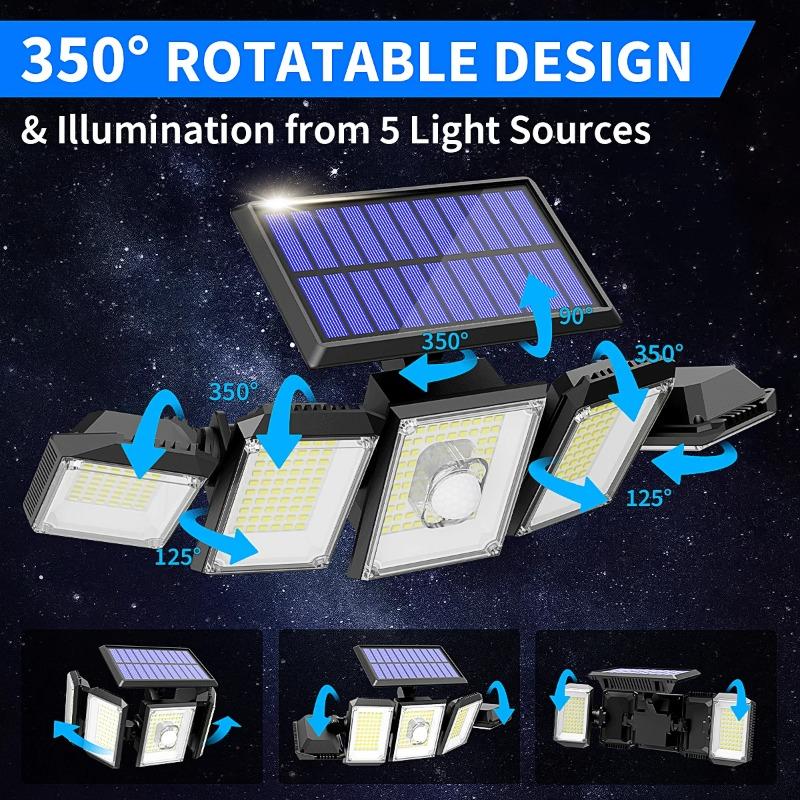 Solar Lights for Outdoor Use with Motion Sensor, 300 LEDs Super Bright with Remote, 3 Modes IP65 Waterproof for Garden