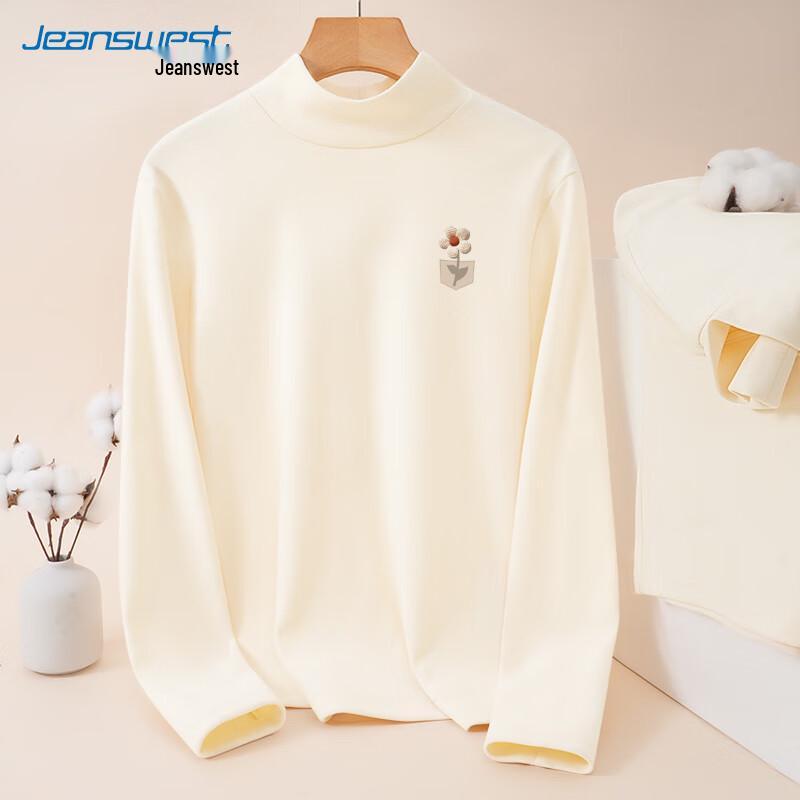 Jeanswest Damen doppelseitiges Fleece-T-Shirt mit Stehkragen und langen Ärmeln