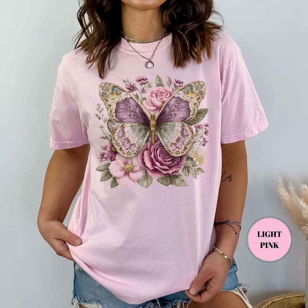 Cottagecore Butterfly TShirt Bohemian Aesthetic Attire Cute Boho Dark Acedemia Unisex Y2K Shirt Hippy Gift For Her Streetwear