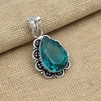 Unique Indicolite Tourmaline Gemstone 925 Solid Sterling Silver Pendant Handmade Designer Jewelry
