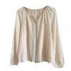 Women’s Long Sleeve Loose Fit Button Down Blouse Lightweight Pleated Top Casual Shirt for Daily Wear