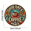 Holzscheibe 'Guter Tag beginnt mit Kaffee und Gelassenheit' Schild 1 Stück 2D Wandkunst für Innen-/Außen-Gartenraum-Dekor