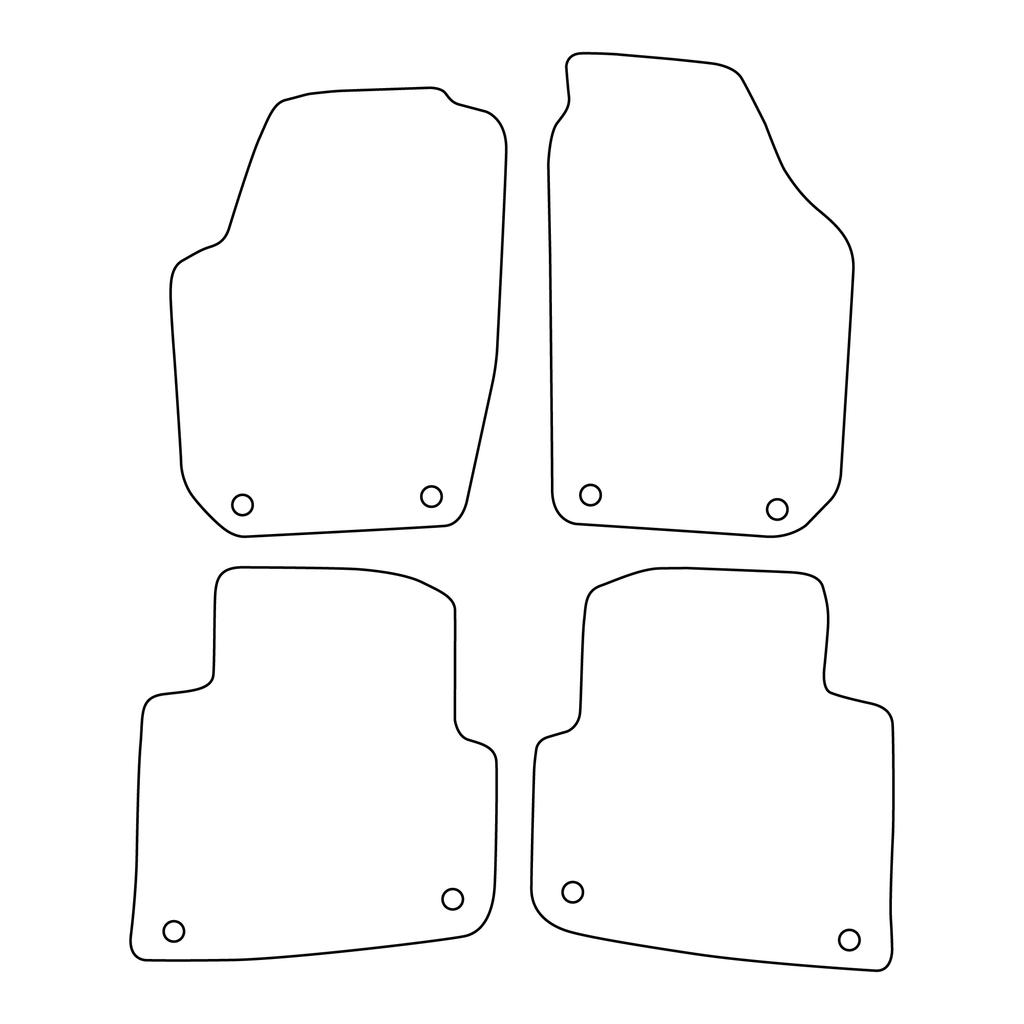 [Blm]Sk007 Red - Set Of Velour Floor Mats To Fit Skoda Roomster 2006-2015 - Red Trim