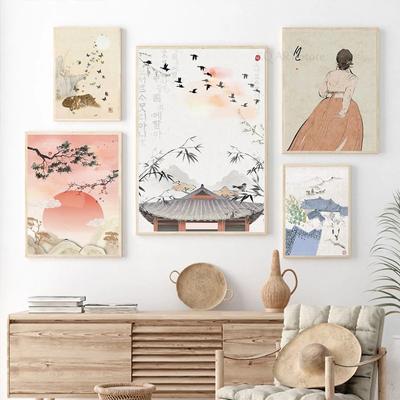 Koreanische Asiatische Tradition Wand Kunst Dekoration Leinwand Malerei Und Druck Hanbok Poster Korea Kultur Wand Bilder Home Room Decor