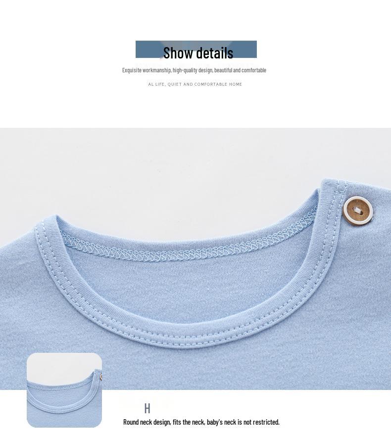 Children's Cotton Autumn-Winter Base Layer Set: Baby Printed Two-Piece with Shoulder Snaps and High-Waist Pants