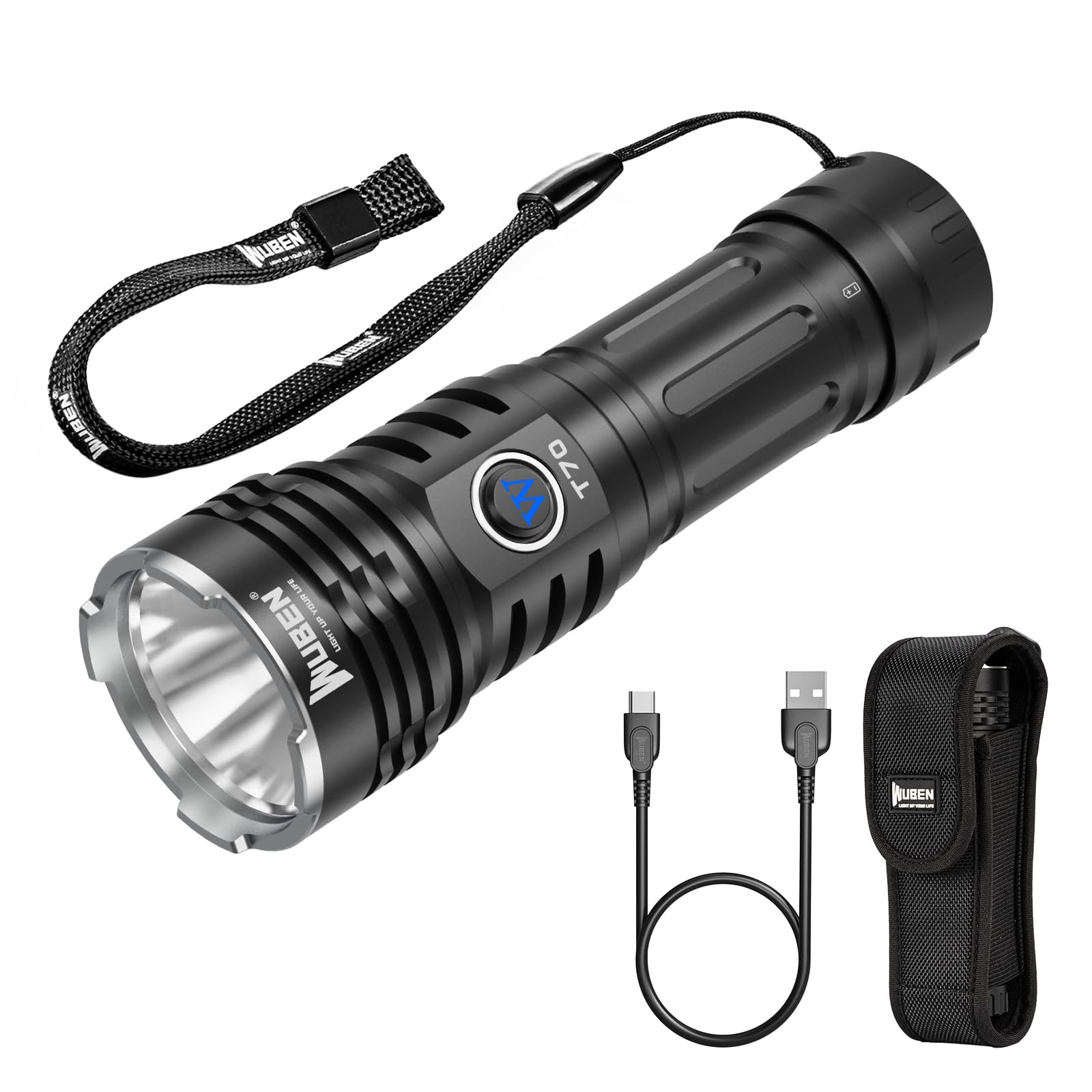 

WUBEN T70 Rechargeable 4200 Powerful Latest Enhanced IP68 6 Light LED Flashlight for Emergency Night Nighttime Power and Earthquakes Flashlight,