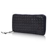 DOUBLES Men's Long Wallet with Zip-Around Design, Cowhide Mesh, and Pre-Washed Finish (Navy) WLO-7642