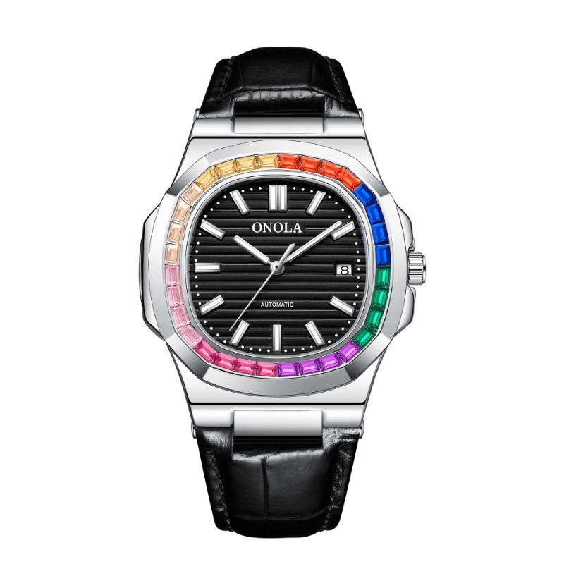 Top Brand New High Quality Rainbow Drill Watch Belt Waterproof Mechanical Men's Wrist Watch