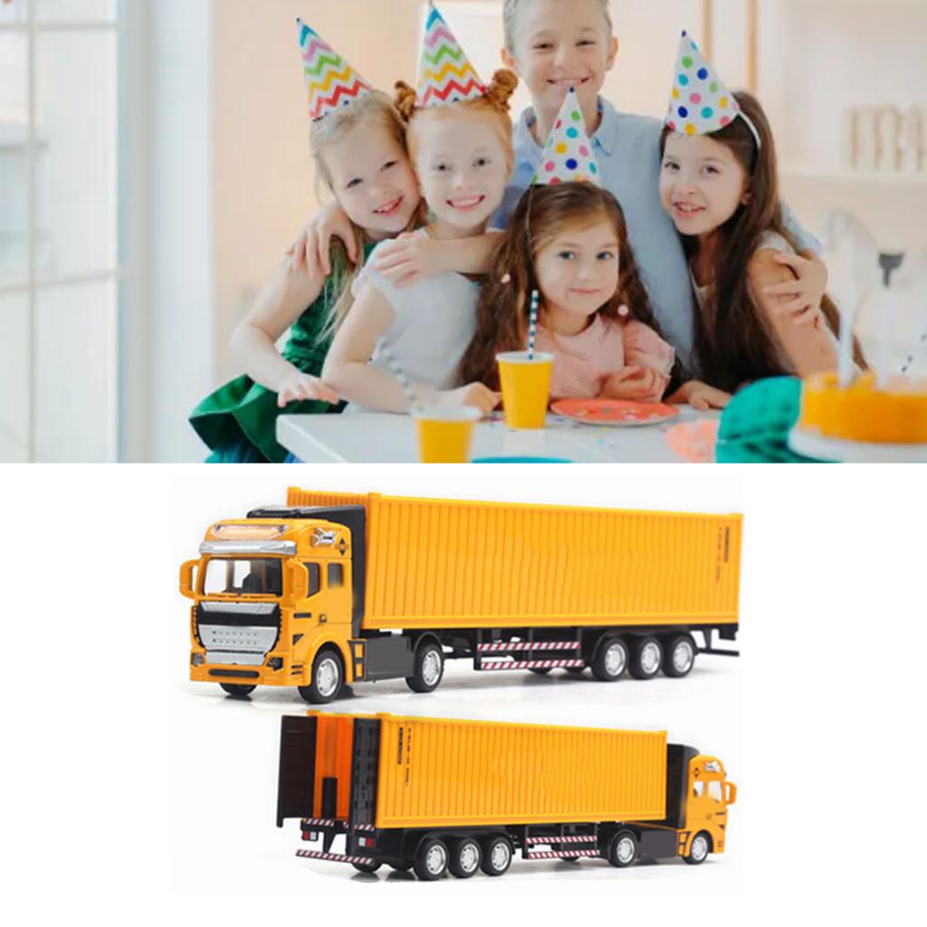 Pull Back Container Truck Toy High Simulation Plastic Alloy Container Truck Model for Boys Girls Children Gift