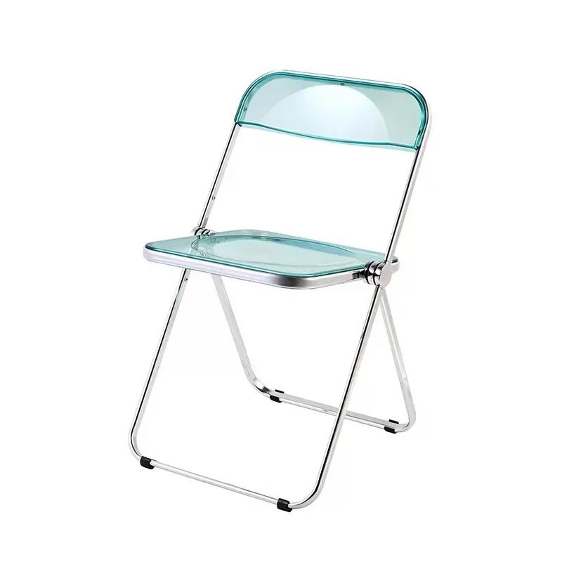 Transparent Chair Acrylic Fashion Chair Modern Milk Tea Dining Chair Stool Folding Restaurant  Balcony Furniture