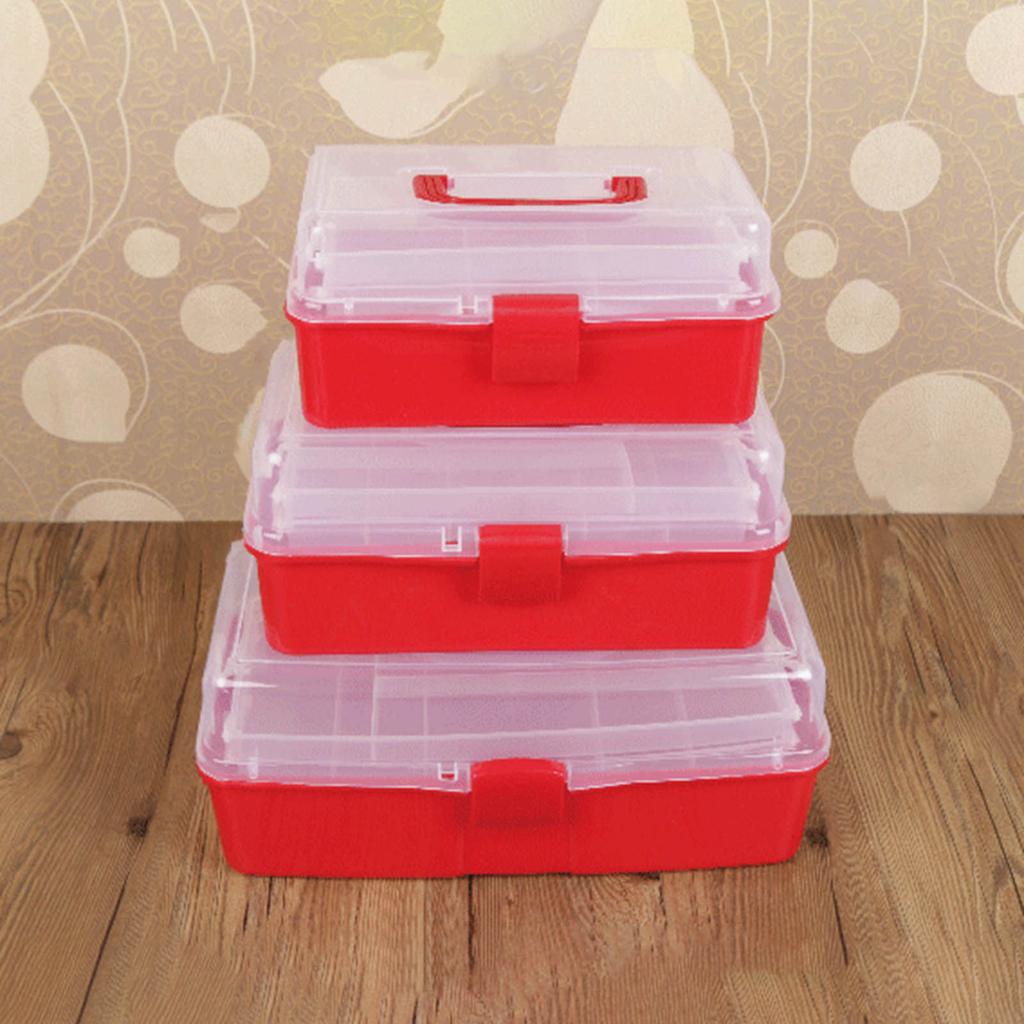 Tool Storage Box with Handle Three Layer Container Household Storage for Screw Parts Crafts Sundries Organization