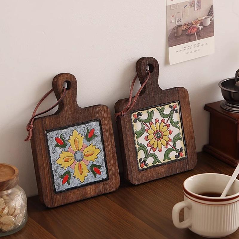 Kitchen Insulation Pot Mat Retro Home Dining Cup Mat Clay Pot High Temperature Resistant Kitchen Table Mat Storage Organization