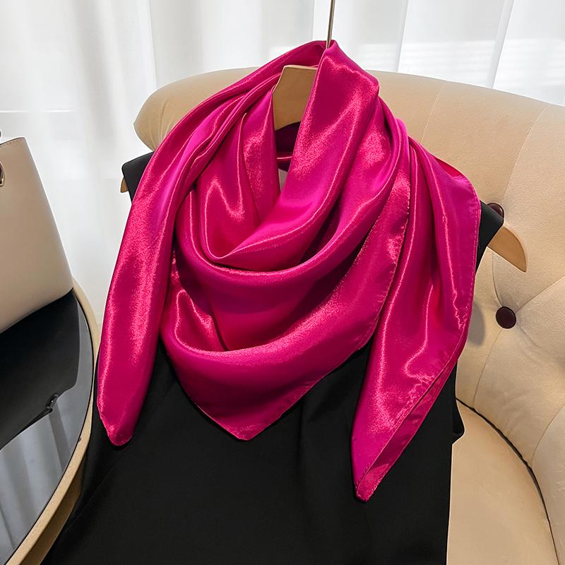 Solid Color Fashion Elegent Shawl Square Scarf For Women Summer Sun Protection Hijab Neckerchief Female Wraps Bandana