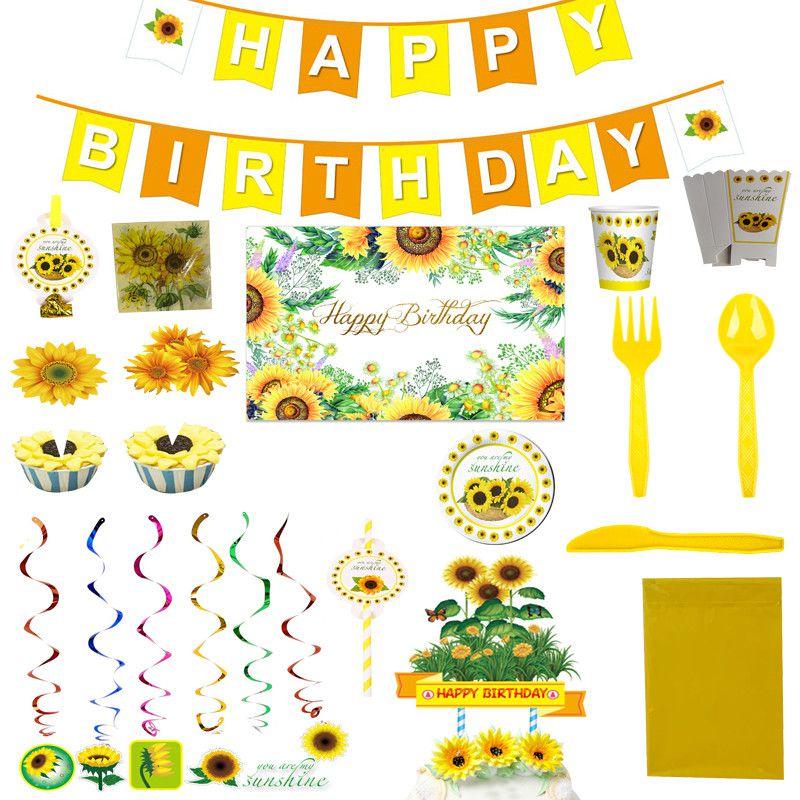 Cheerful Sunflowers Theme Party Decoration Set For Memorable Baby Showers And Kids Birthdays