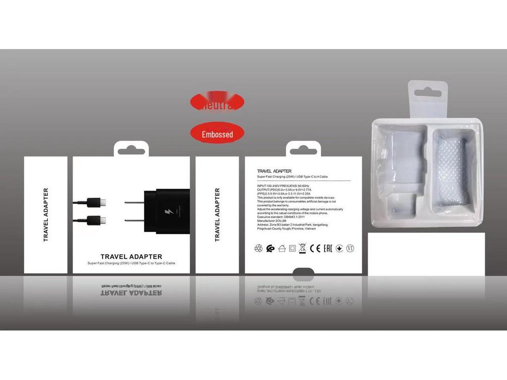 Compatible with Samsung PD25W US/UK Super Fast Charger for S23 and S22 Models, includes Australian Fast Charging Head.