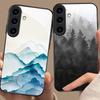 Ink Landscape Painting For For Samsung Galaxy S25+ S24+ S26 Ultra S25 Edge S24 FE S23 S22 S21 S20 Plus Black Glass Phone Case