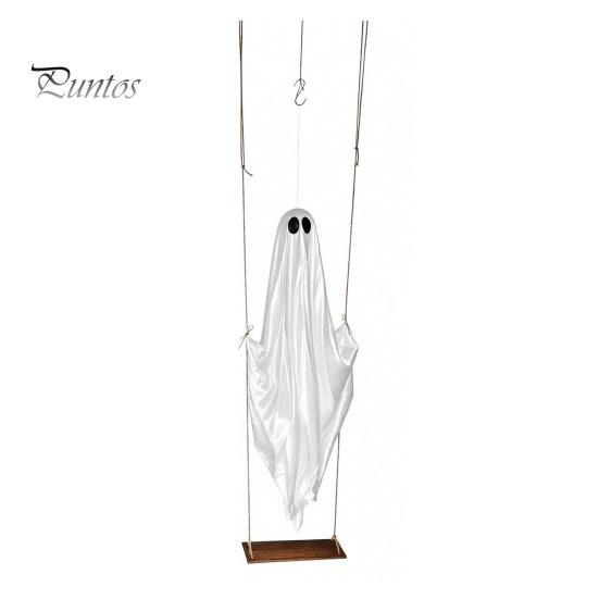 Hanging Ghost Decor Swinging Halloween Decoration, LED Light Up Large Spooky Weighted Fabric with Remote Control for Outside Garden Yard Porch