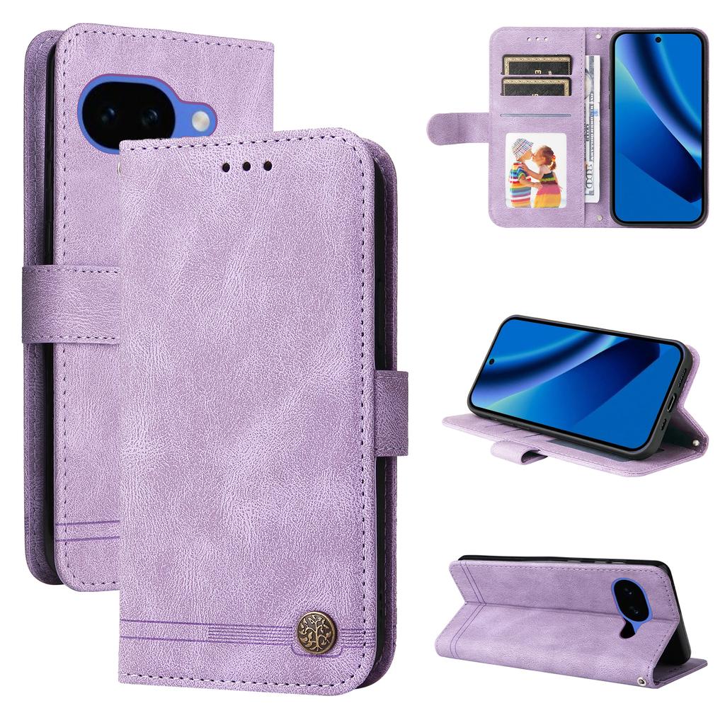 For Google Pixel 10a Leather Wallet Cases Skin Touch Phone Cover Stand with Strap