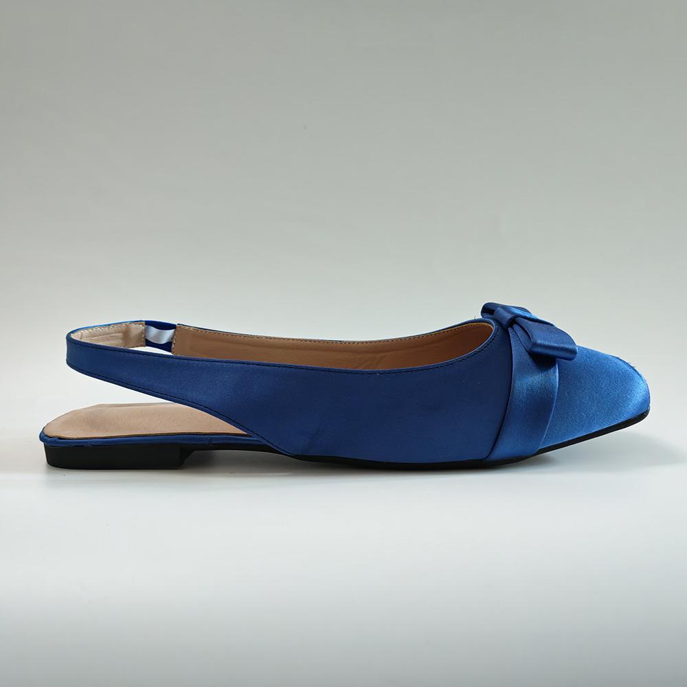 Blue Satin Shoes Women Lightweight Ballet Flats Spring Summer Dress Party Shoes Elegant Office Lady Plus Size 43