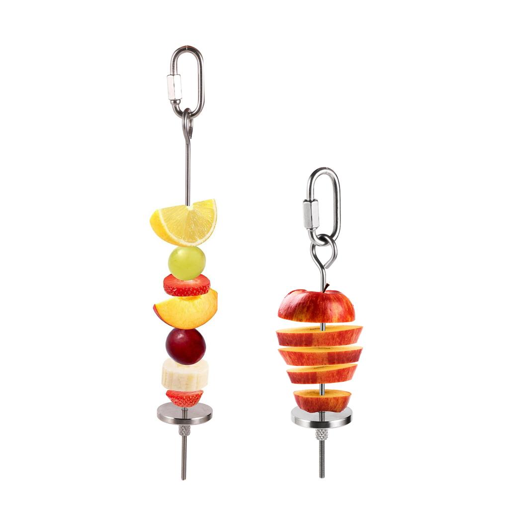 2Pcs Bird Skewer Stainless Steel Parrot Skewer Feeder Bird Veggies Skewer Fruit Food Holder Hanging Food Feed Tool Foraging Toy