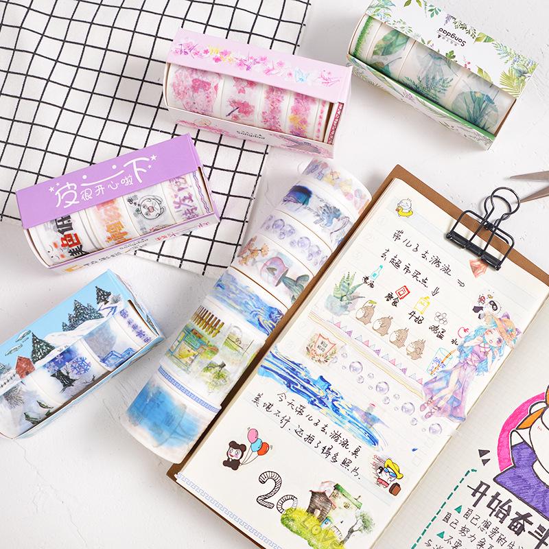 Beautiful Flower Anime Washi Tape Set 9cm Diy Decoration Scrapbooking Planner Masking Adhesive Tape Label Sticker Stationery