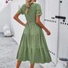Einfarbige lässige lockere lange Kleider für Damen Sommer Damen A-Linien Midi-Kleid elegant Vintage Damenkleider
