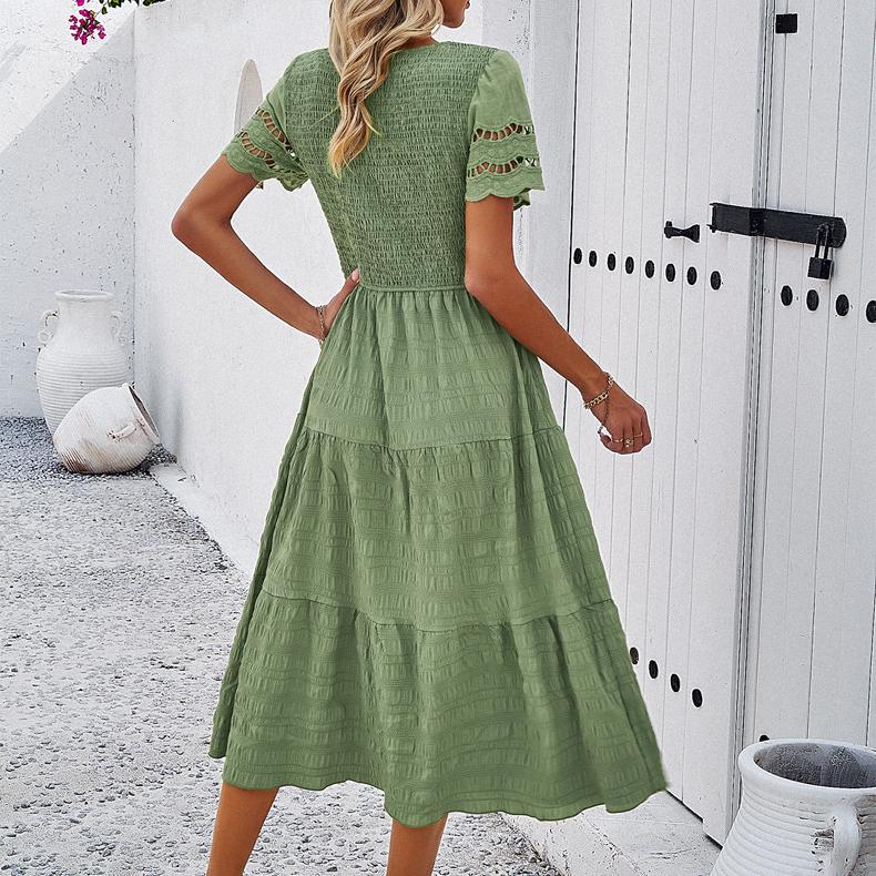 Einfarbige lässige lockere lange Kleider für Damen Sommer Damen A-Linien Midi-Kleid elegant Vintage Damenkleider