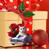 Style Adorable Cartoon Acrylic Cat And Rose Car Interior Decorative Pendant