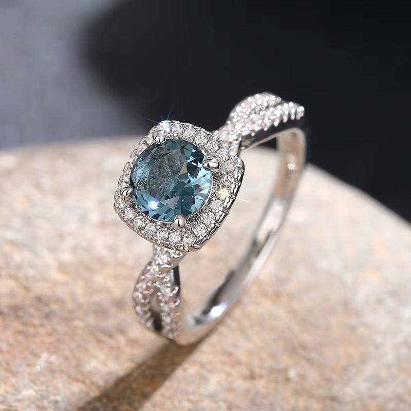 

Huitan Aesthetic Blue Cubic Zirconia Rings Female Elegant Temperament Wedding Band Zircon Delicate Accessories for Engagement 6