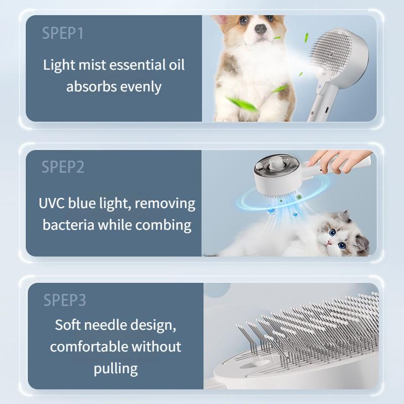 Portable Pet Spray Massage Comb Professional Cats & Dogs Grooming Device UV Sterilization And Mite Removal Pet Supplies