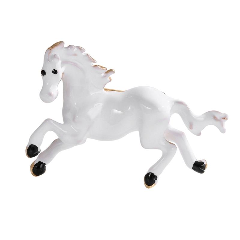 Elegant Symbolic Horse Brooch Chinese Zodiacs Vintage Alloy Pin for Hat or Lapel Handmade Clothing Accessories