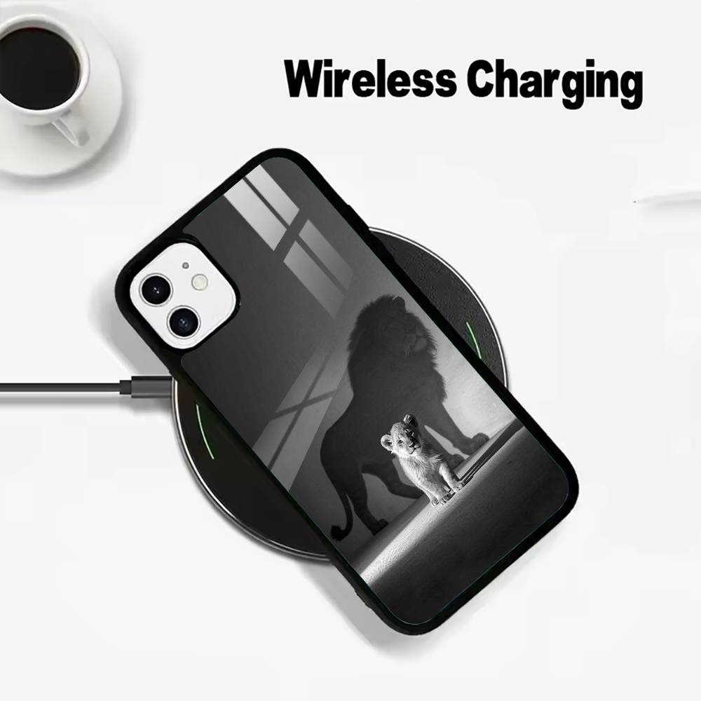 

Чехол для телефона с рисунком льва для iPhone 17 16 15 14 13 12 11 Pro Max 16/15/14 Plus Чехол для беспроводной зарядки Funda iPhone14Pro