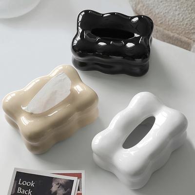 Ins Creme Stil Keramik Tissue Box Wohnzimmer Schlafzimmer Desktop Lagerung Hause Dekoration Ornamente Hause Esstisch Papier
