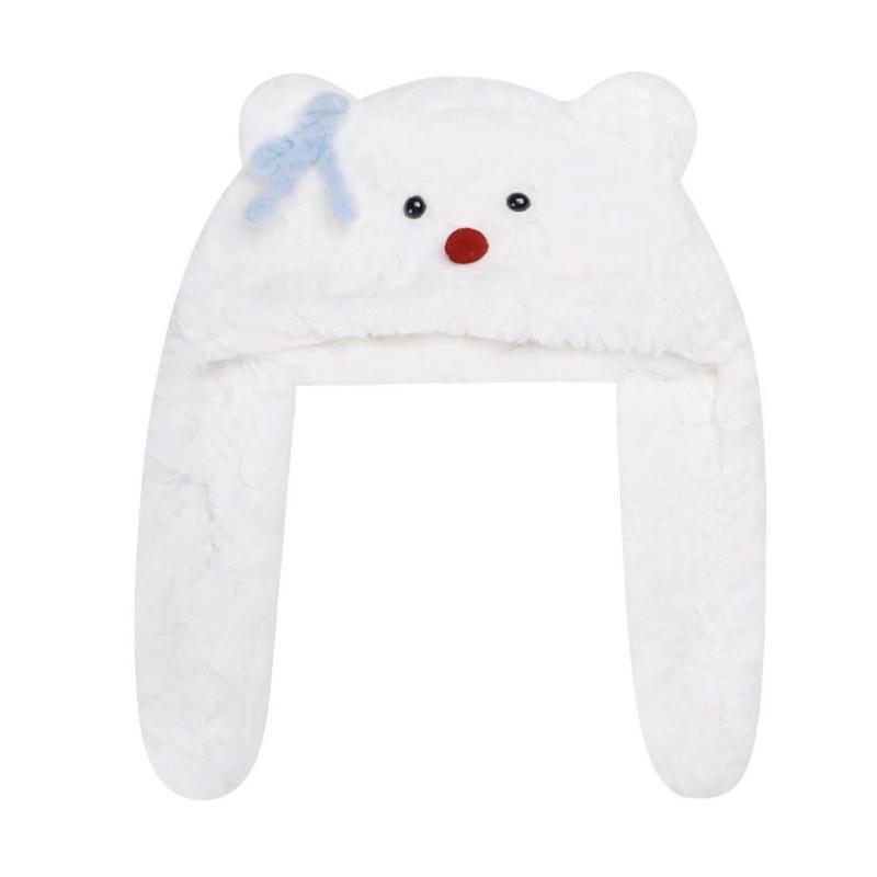 Cute Snowman Hat With Bow Thickened Lei Feng Hat Autumn And Winter Hat Neck Warmer Ear Flap Hat Cute Pullover Hat