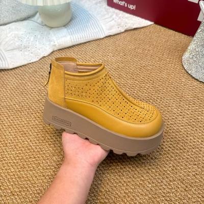 Tacchi a Zeppa Moda Donna Testa Rotonda Bocca Profonda Zip Posteriore Piattaforma Impermeabile Suole Morbide Antiscivolo Scarpe Singole